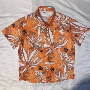 Disney Parks Walt Disneys Orange Tiki Room Polyester Hawaiian Shirt XL